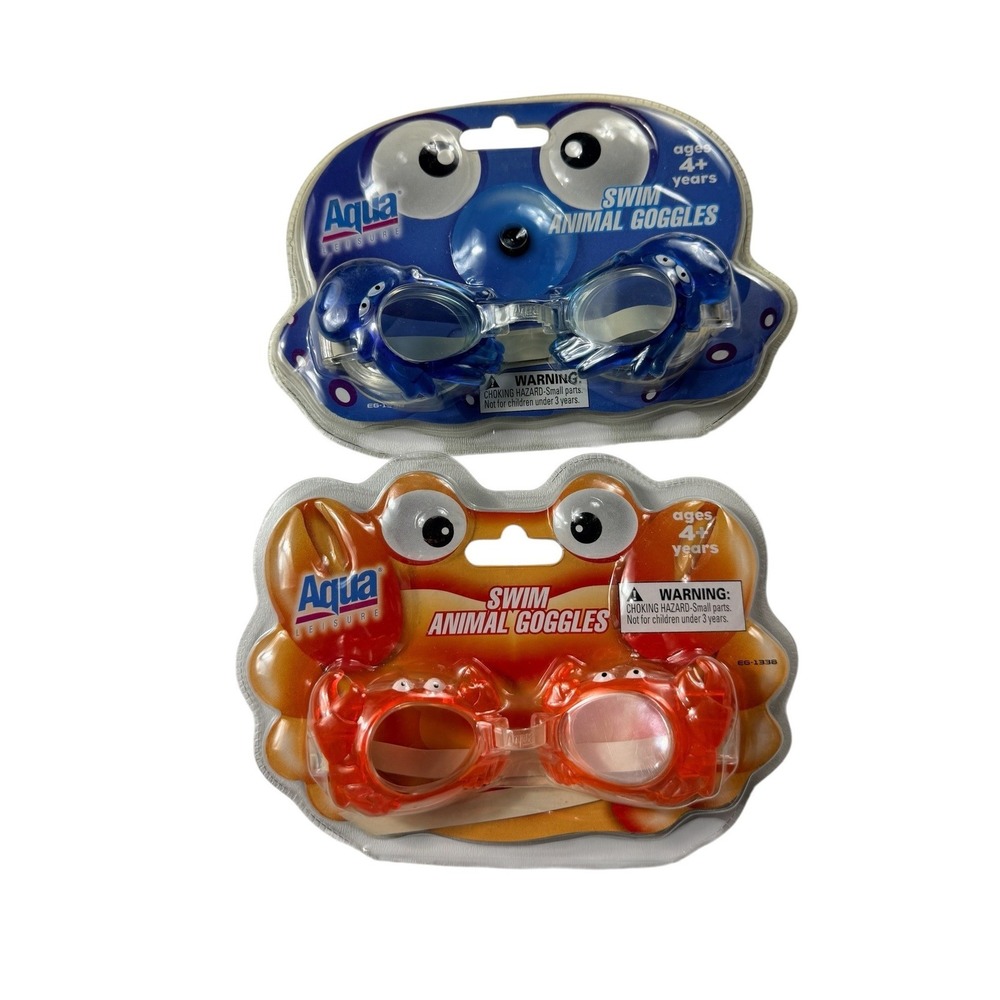 LOT 2 Aqua Leisure Kids Swim Animal Goggles Blue Octopus Orange Crab EG-1338 NEW